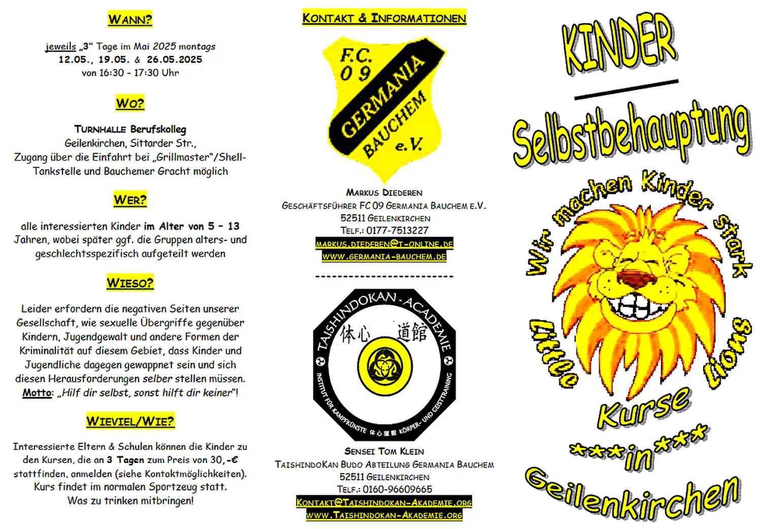 I-F-B-U Flugblatt, 17. MARTIAL-ARTS-WEEKEND